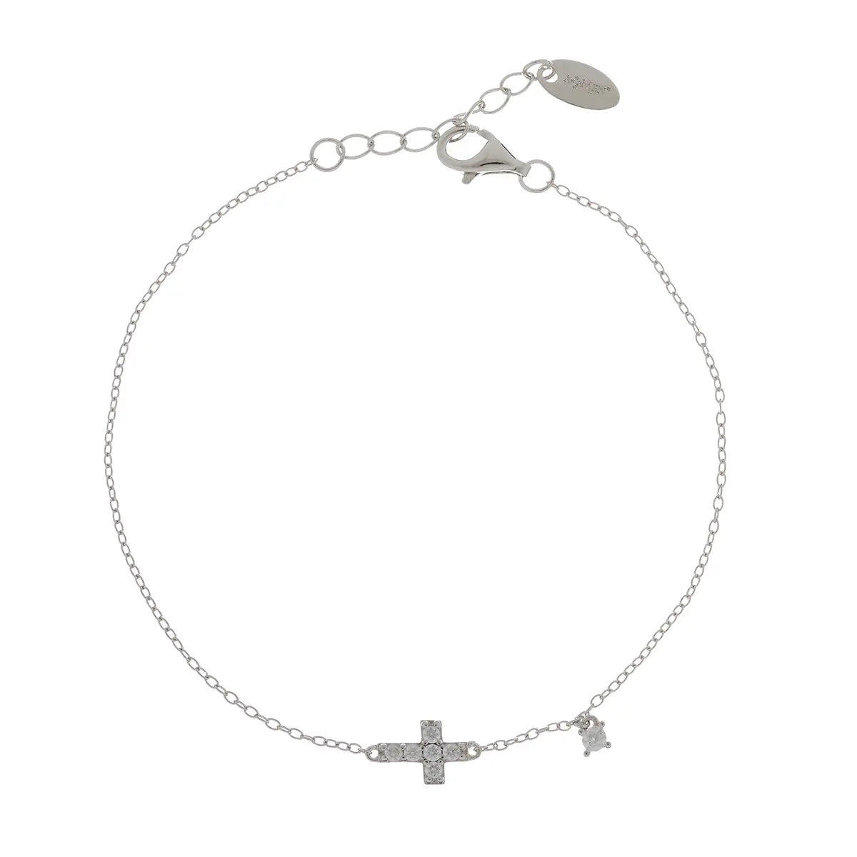 Bracciale Croce con Charm Zircone Bianco