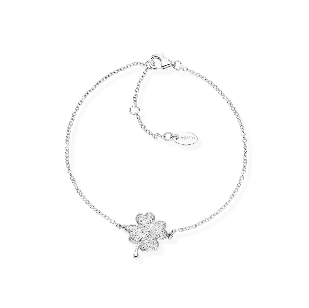 Bracciale Quadrifoglio Zirconato Rodio