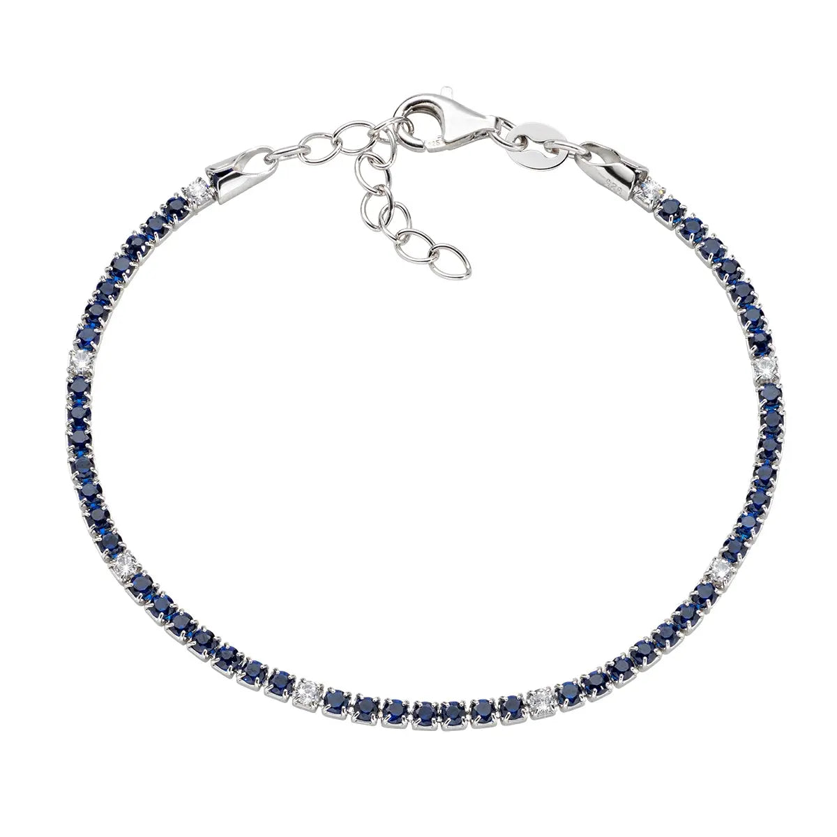 Bracciale Tennis Rodio Zirconi Blu