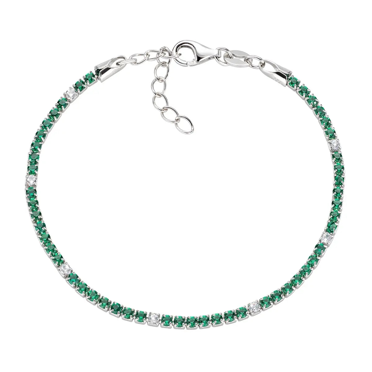 Bracciale Tennis Rodio Zirconi Verdi