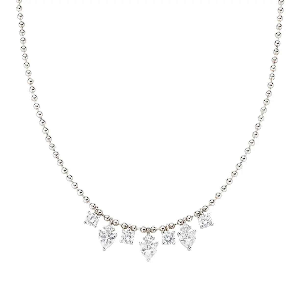 Collana Chandelier Princess con Zirconi e Cuori Bianchi
