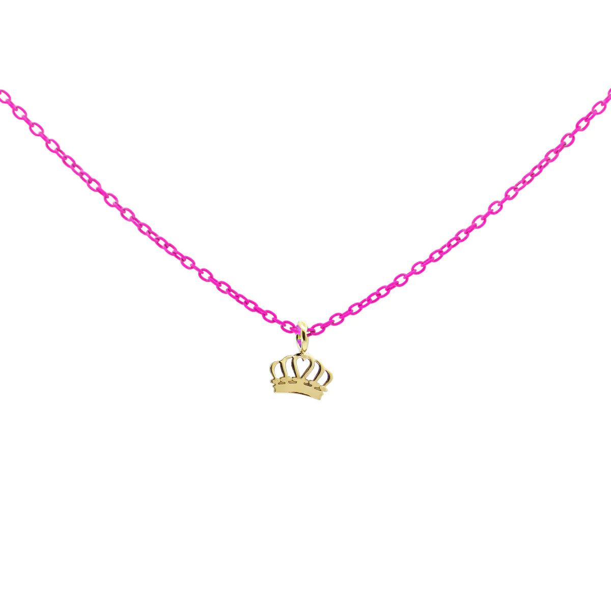 GIROCOLLO CORONA FUCSIA FLUO - ORO18KT