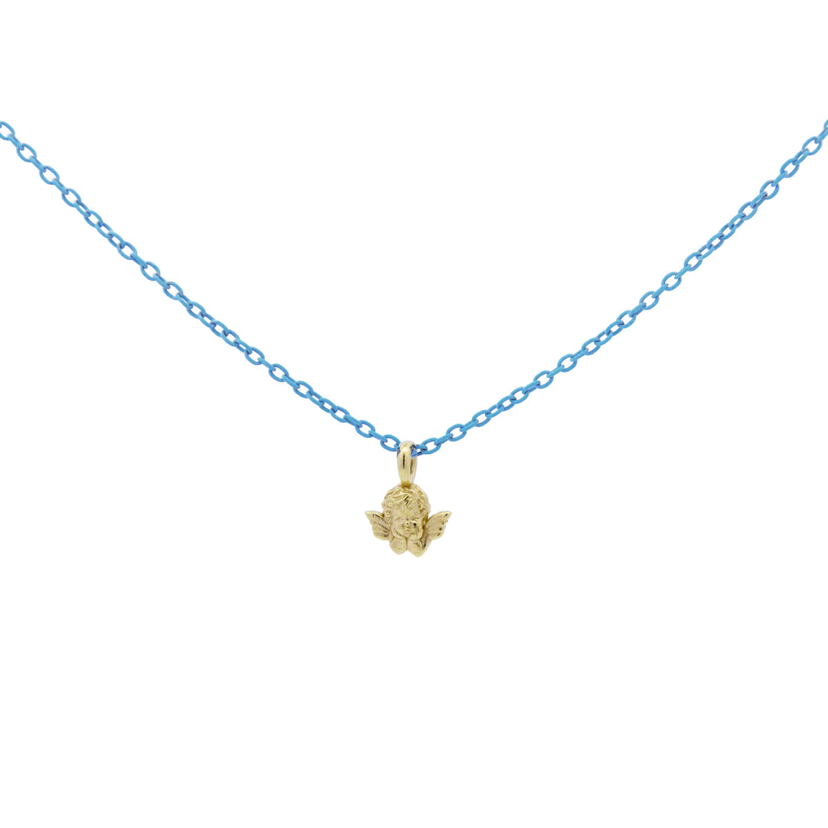 GIROCOLLO ANGIOLETTO AZZURRO PASTELLO - ORO18KT