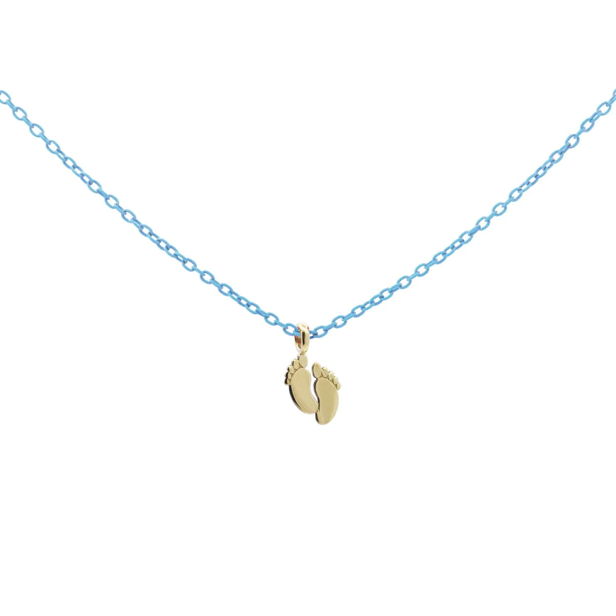 GIROCOLLO BABY FEET AZZURRO PASTELLO - ORO18KT