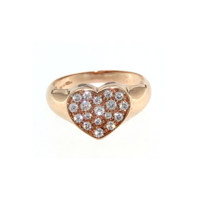 Anello sigillo con cuore pavè