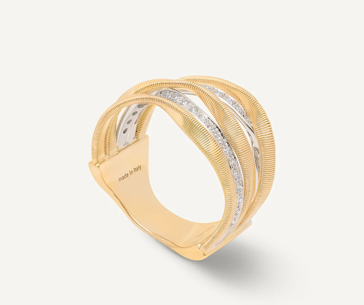 MARRAKECH  18kt yellow gold five-strand coil ring with diamonds
