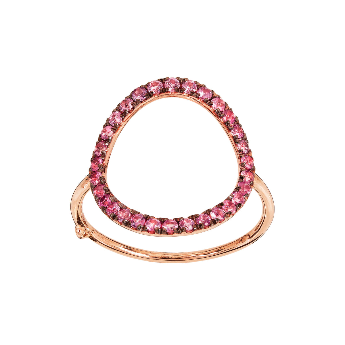 Anello con bolla a filo e zaffiri rosa