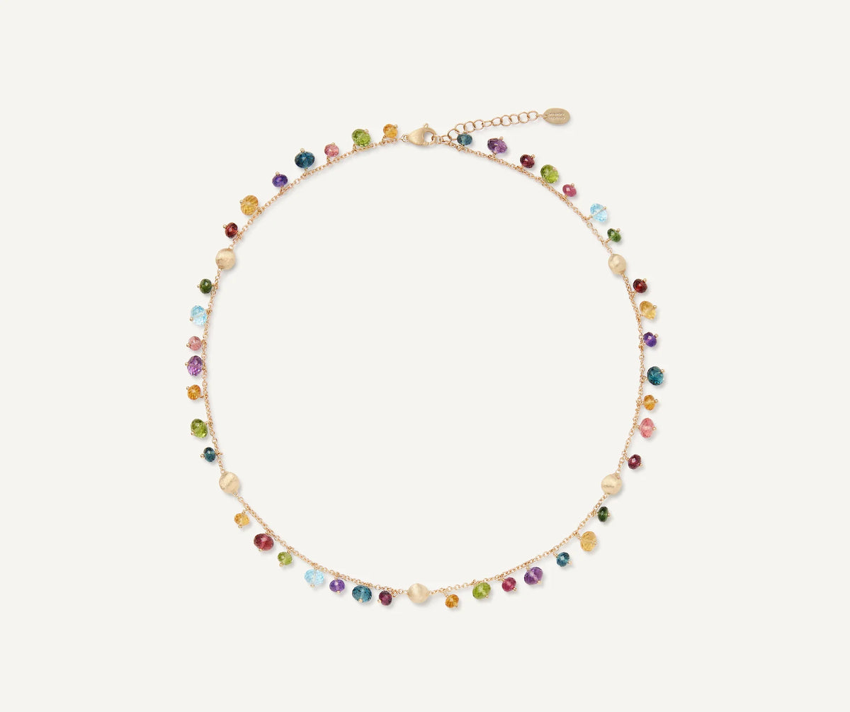 PIETRE PREZIOSE DELL'AFRICA  Collana a filo singolo in oro giallo 18 carati con pietre preziose miste