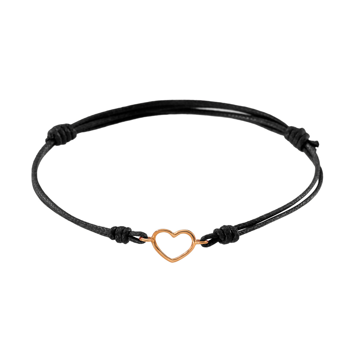 Bracciale cordino con cuore piccolo a filo