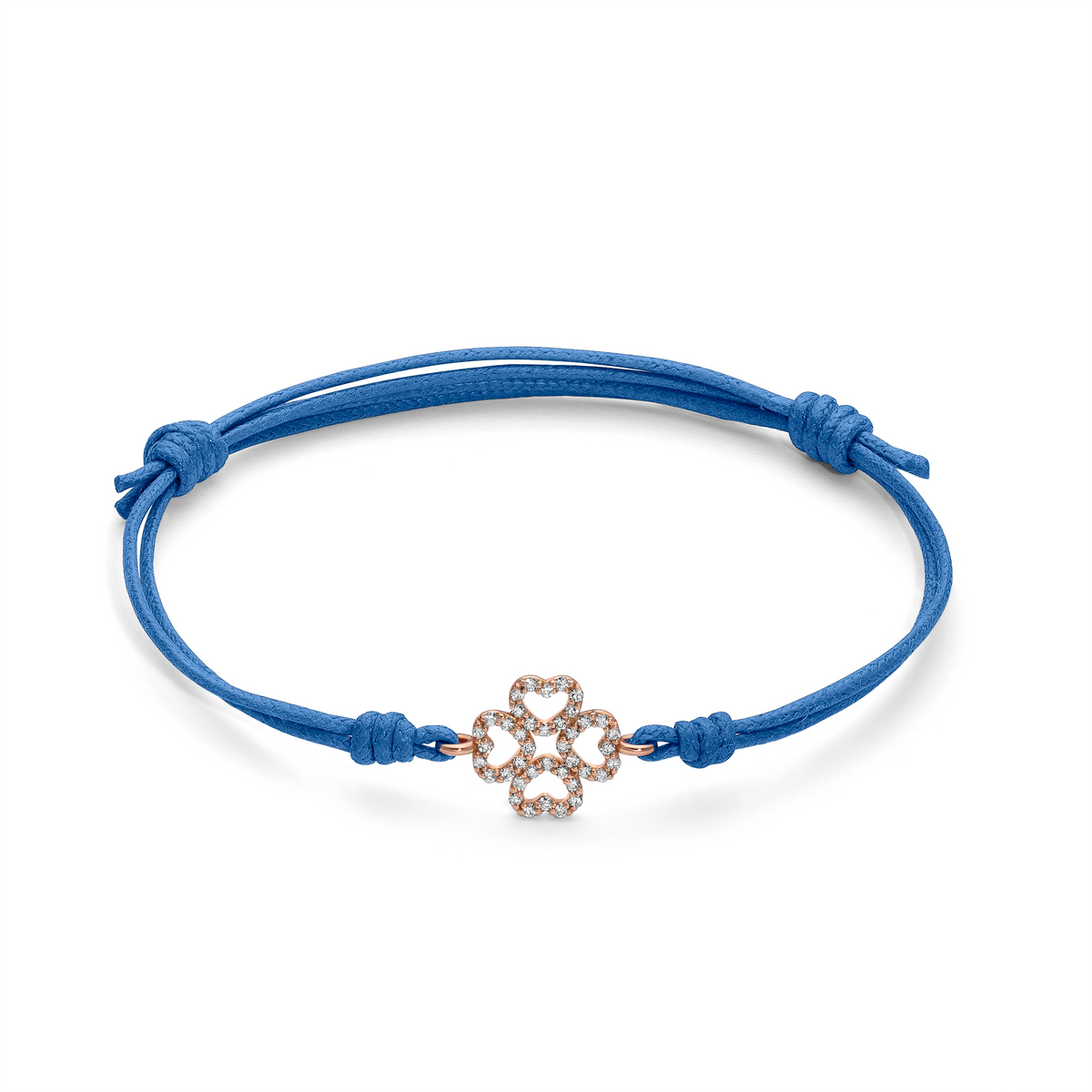 Bracciale cordino quadrifoglio a filo e diamanti