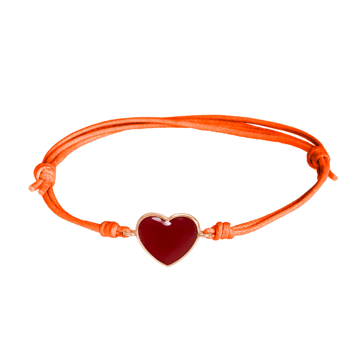 Bracciale cordino con cuore smaltato rosso
