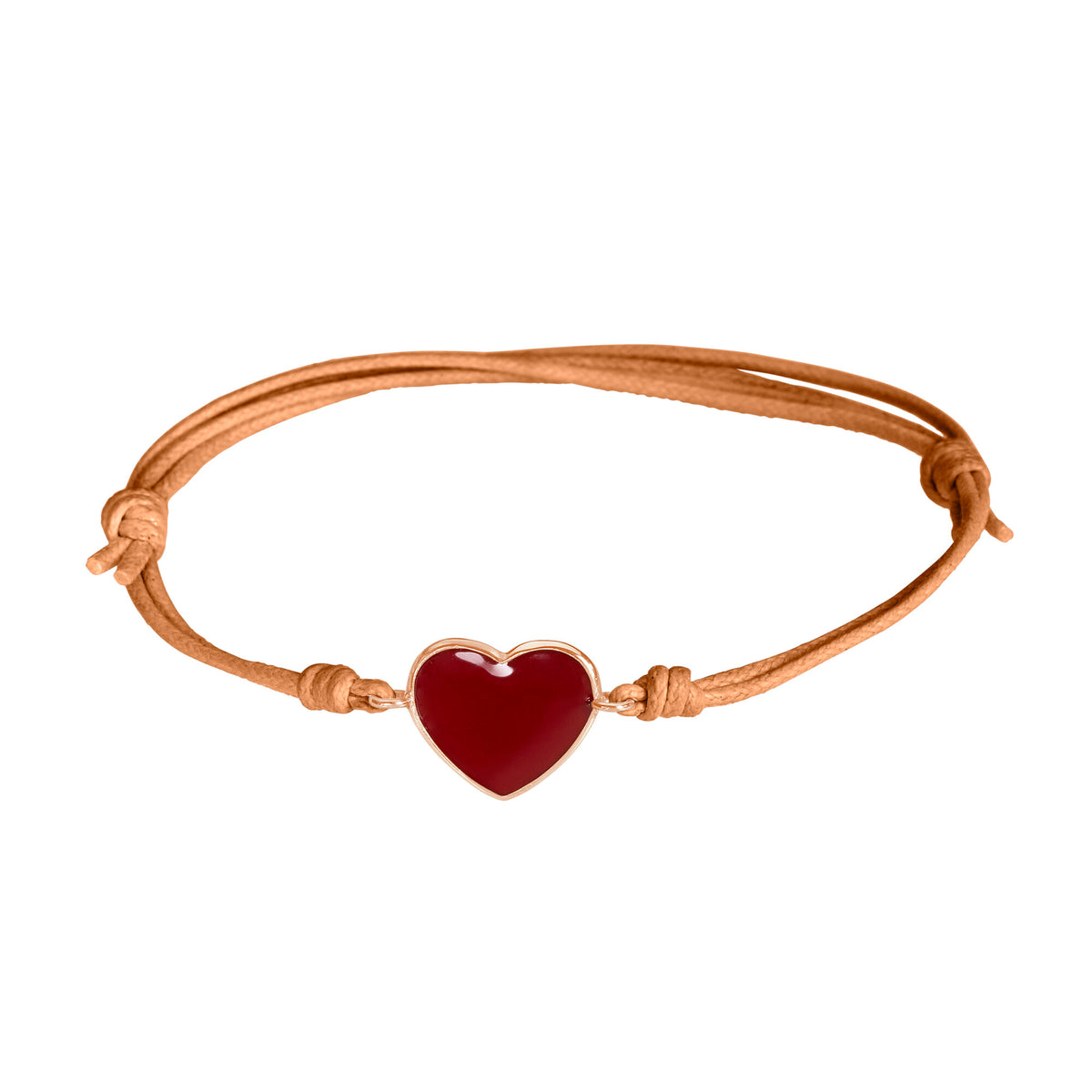 Bracciale cordino con cuore smaltato rosso