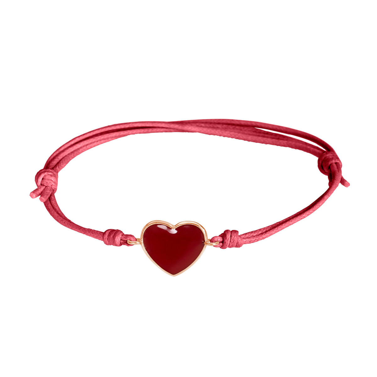 Bracciale cordino con cuore smaltato rosso