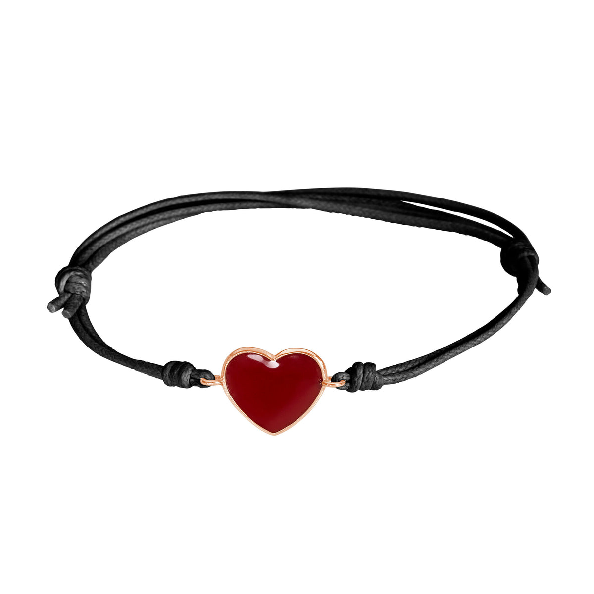 Bracciale cordino con cuore smaltato rosso
