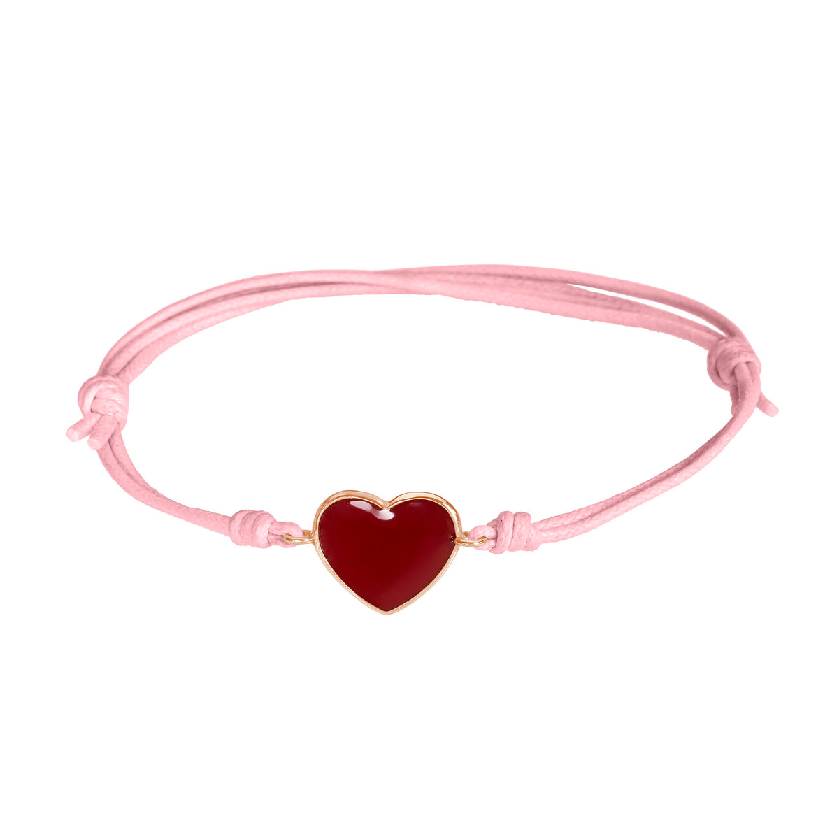 Bracciale cordino con cuore smaltato rosso