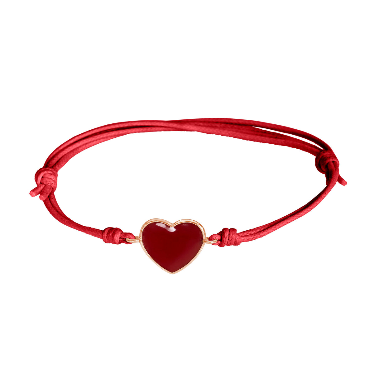 Bracciale cordino con cuore smaltato rosso