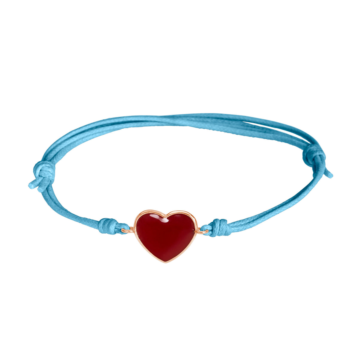 Bracciale cordino con cuore smaltato rosso
