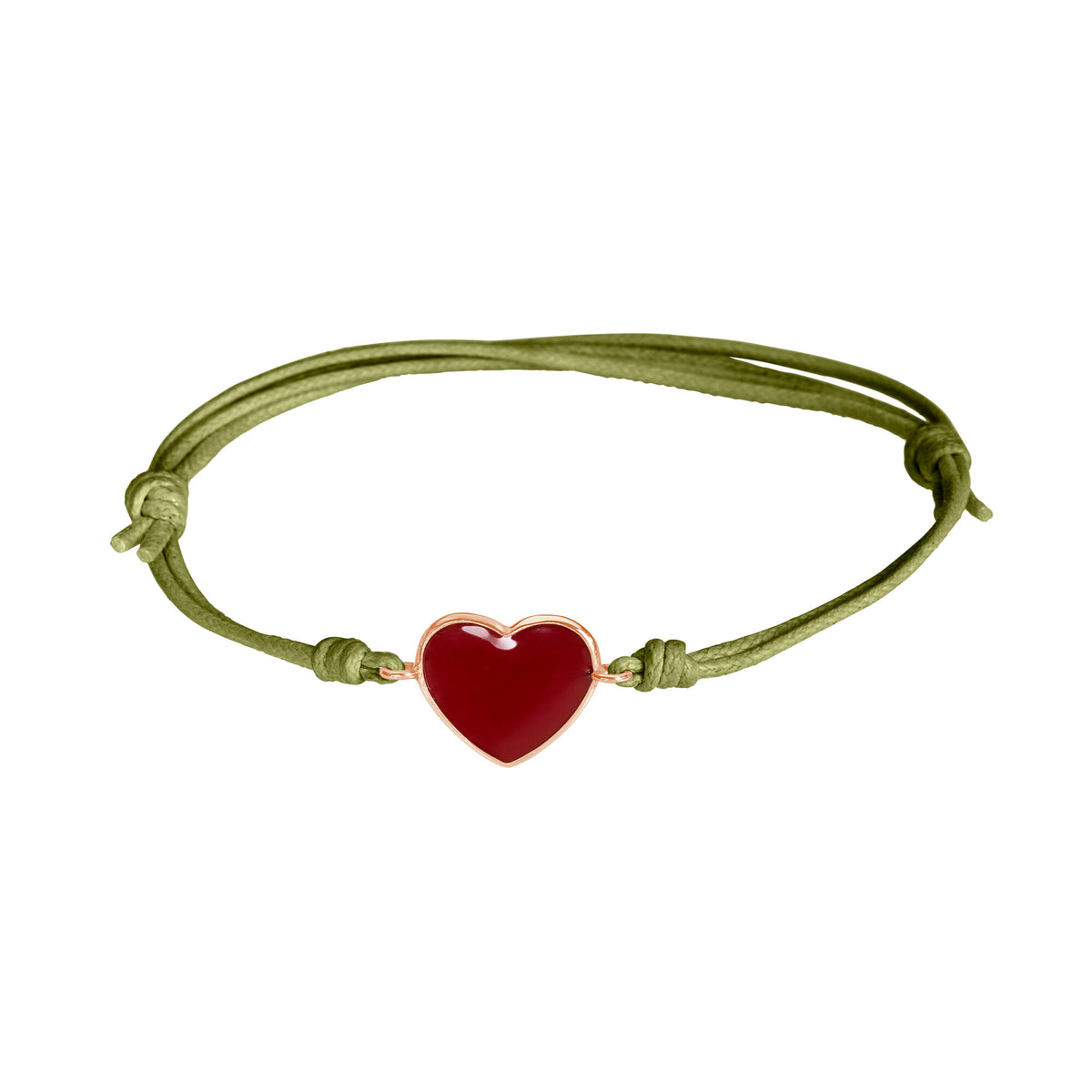 Bracciale cordino con cuore smaltato rosso