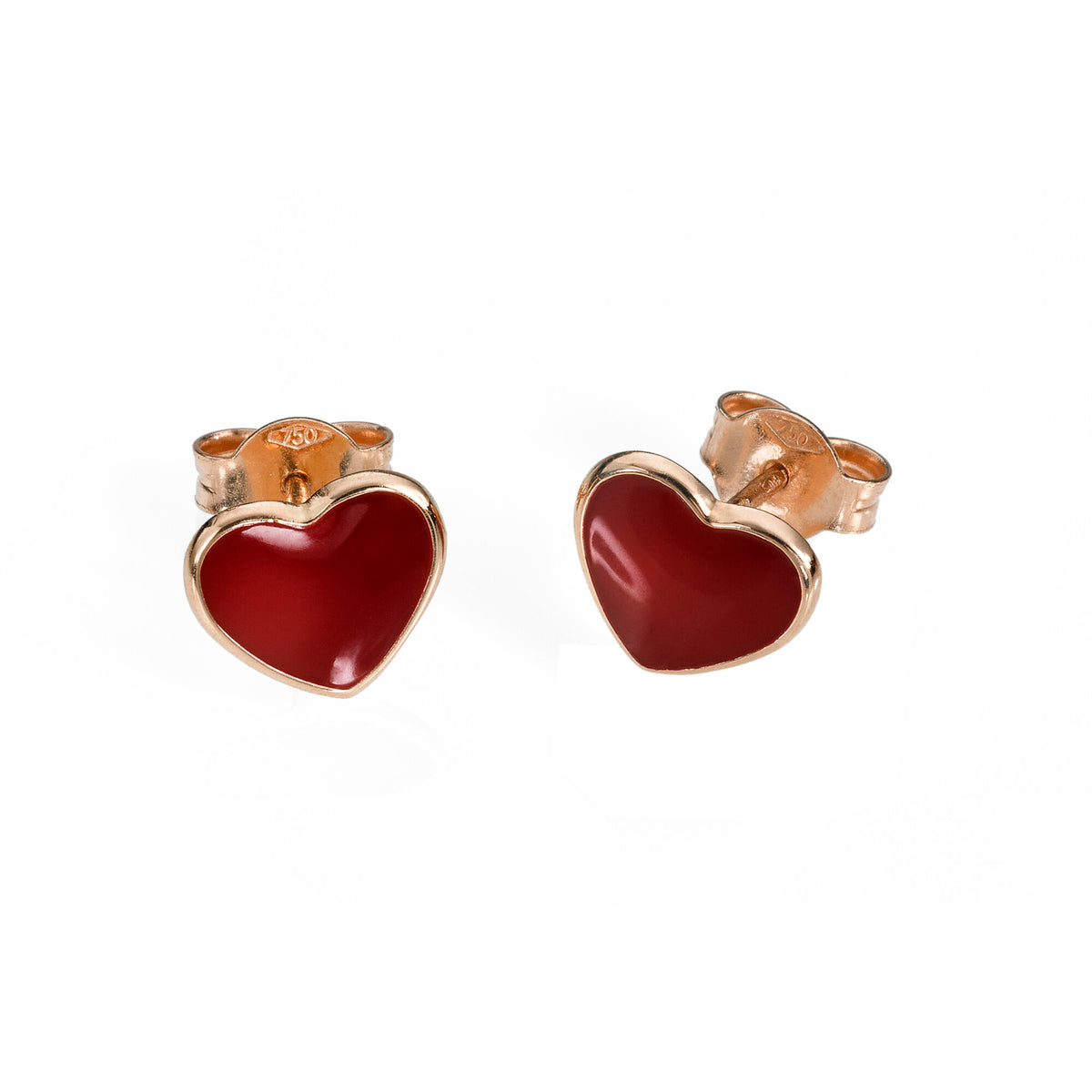 Orecchini tappabuco con cuore smaltato rosso