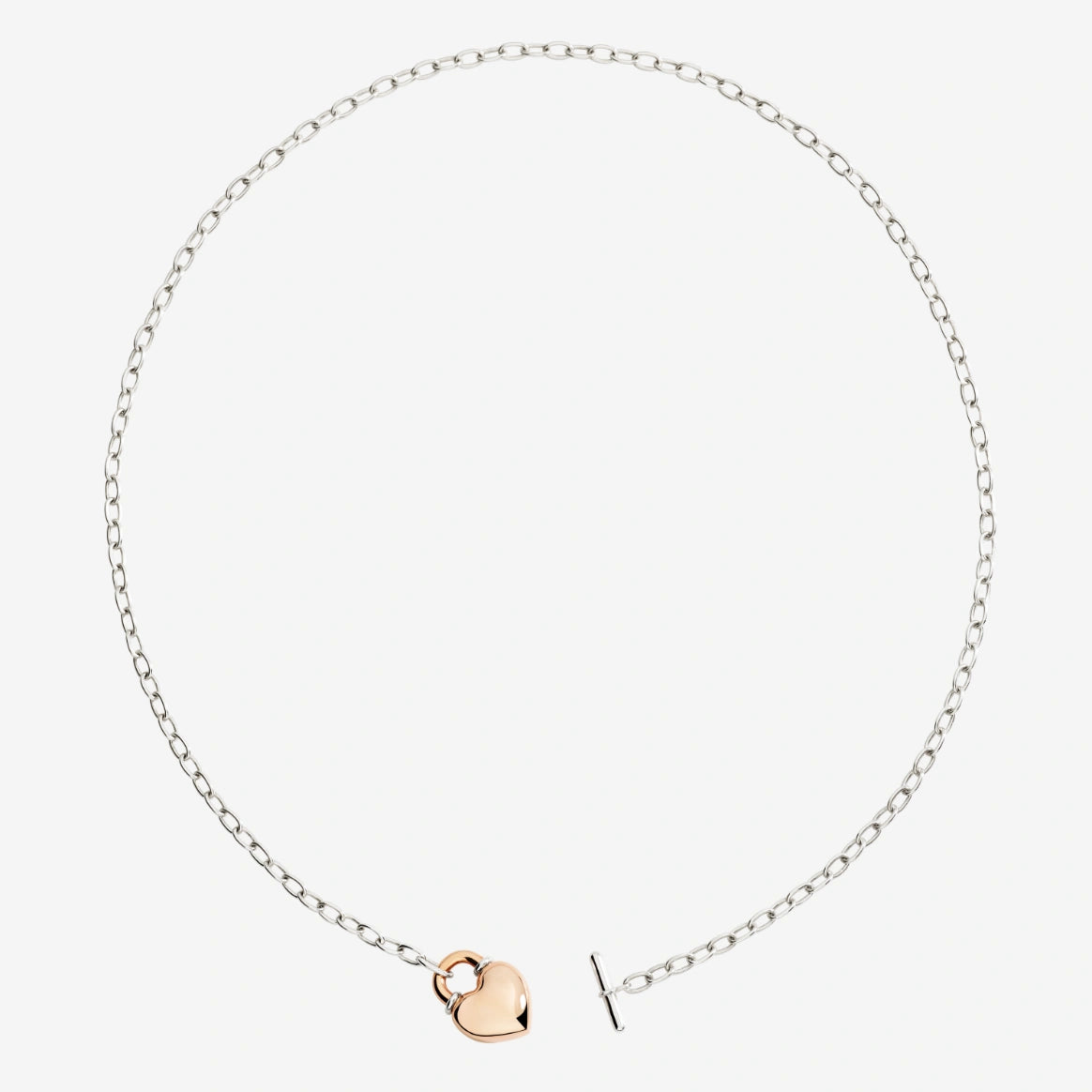 Collana cuore oro rosa & argento
