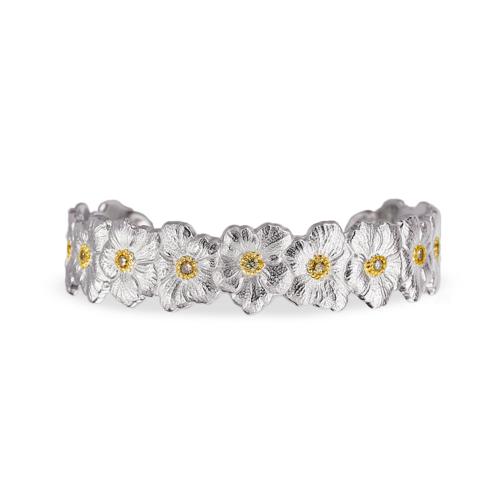 BRACCIALE BLOSSOMS DIAMONDS GARDENIA IN ARGENTO CON DIAMANTI FANCY