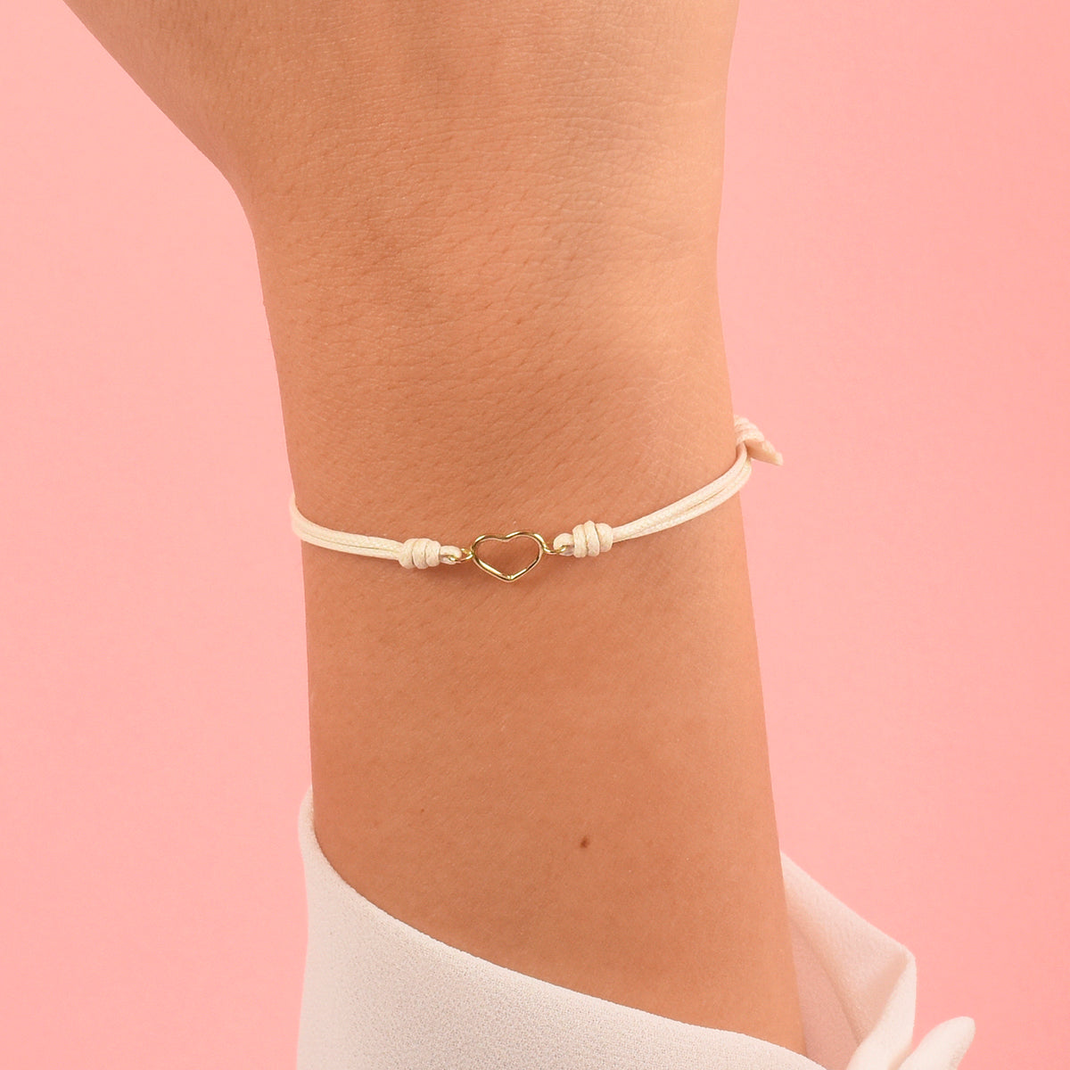 Bracciale cordino con cuore piccolo a filo