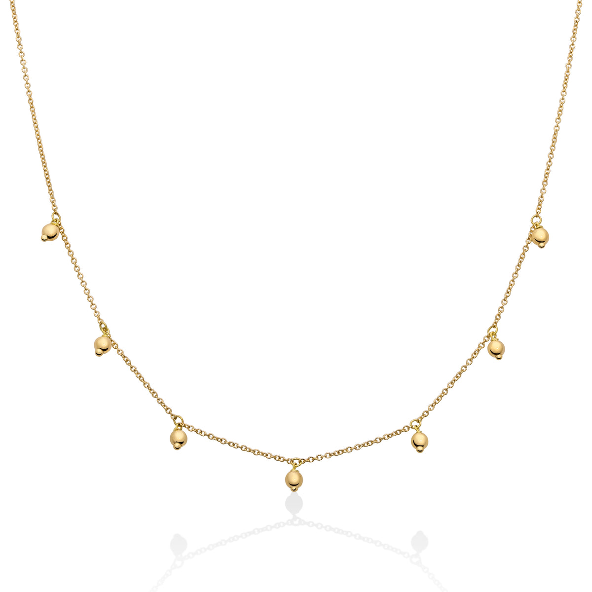 Collana con sette sfere in oro pendenti