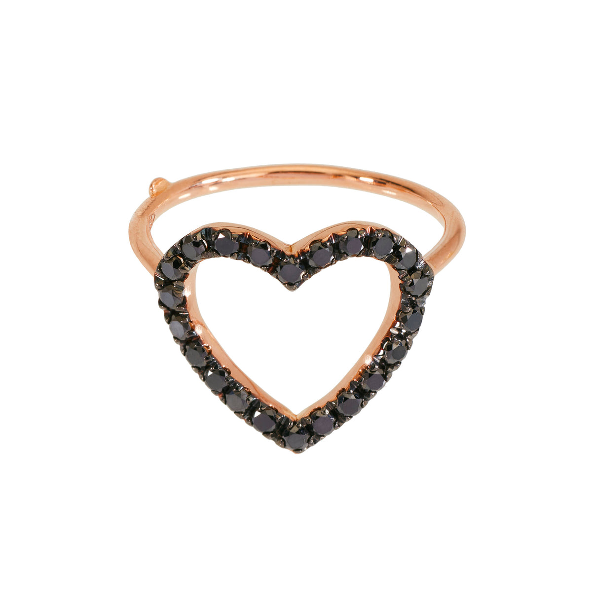 Anello con cuore e diamanti neri