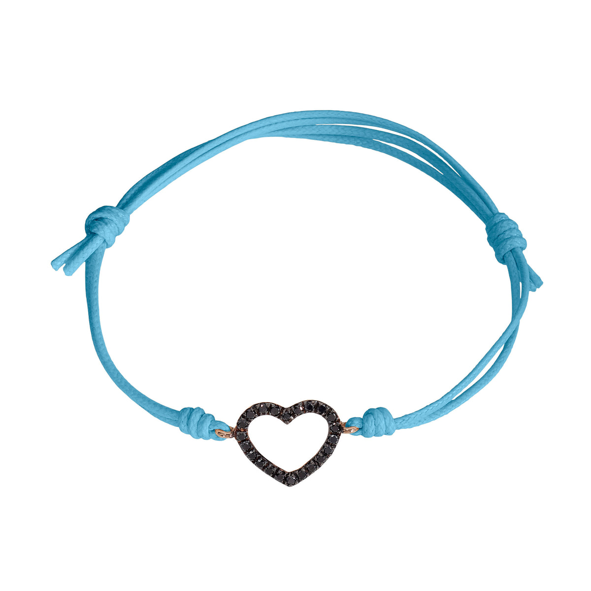 Bracciale cordino con cuore e diamanti neri