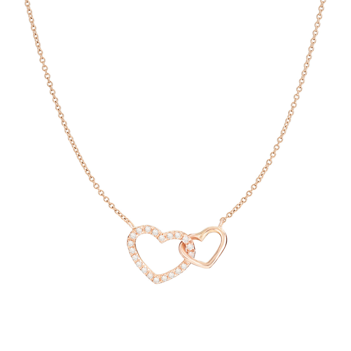 Collana con due cuori incrociati e un cuore di diamanti