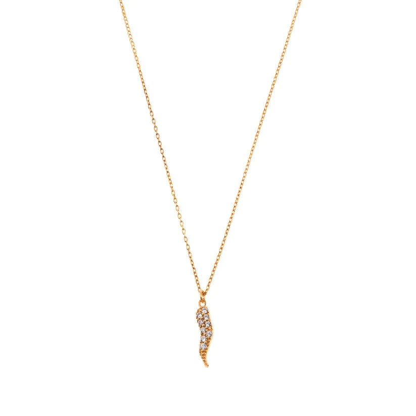 Collana Cornetto d'Oro Vero e Zirconi