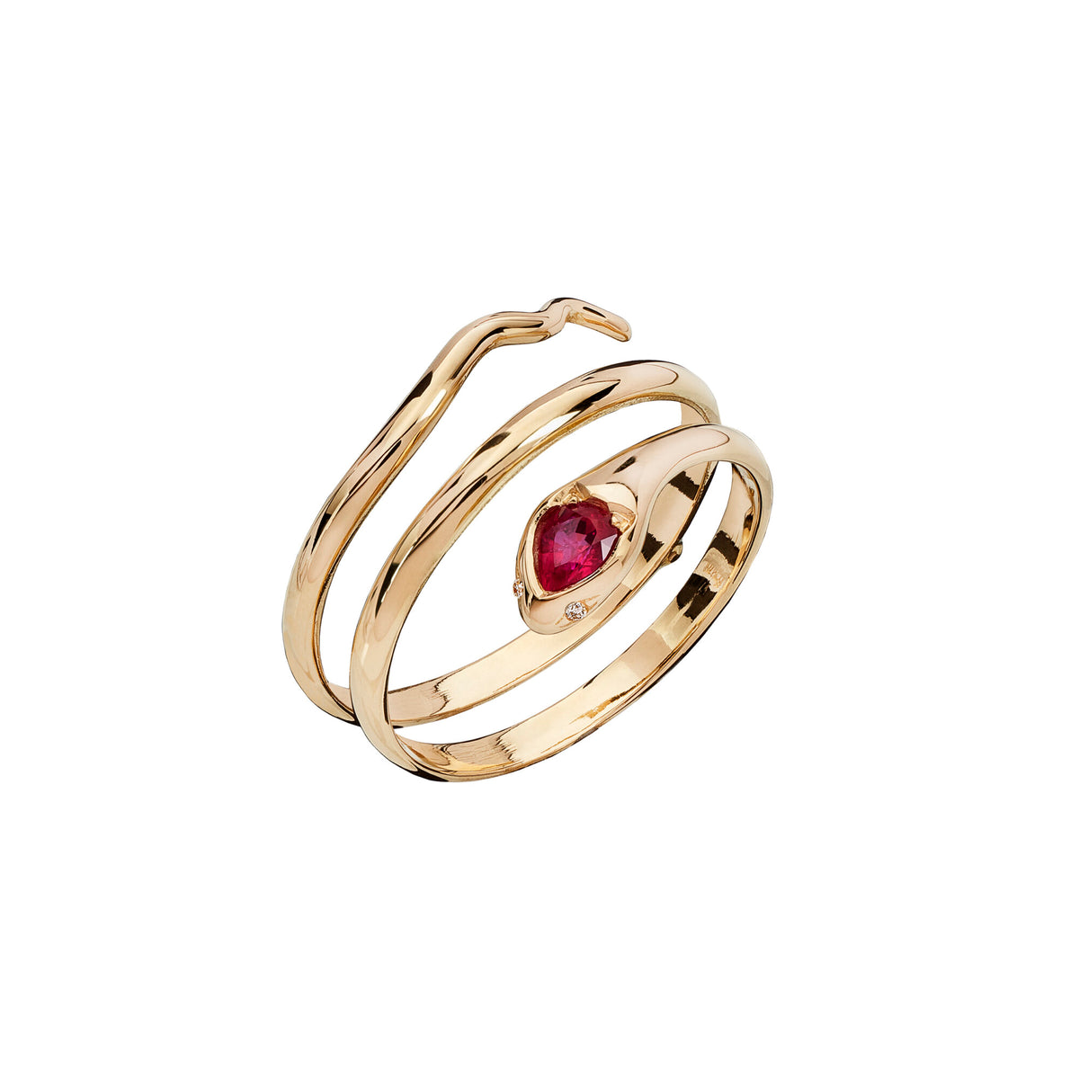 Anello serpente con rubino e diamanti