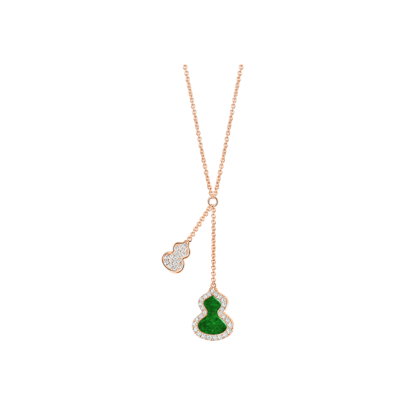 COLLANA PETITE WULU IN ORO ROSA CON GIADA E DIAMANTI