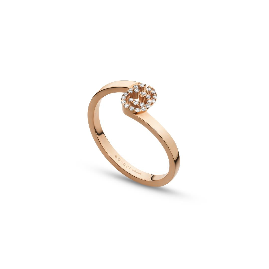 Anello in oro rosa con dettaglio GG e diamanti Default Title