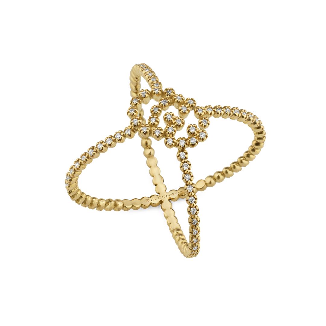 Anello a forma di X GG Running con diamanti Default Title