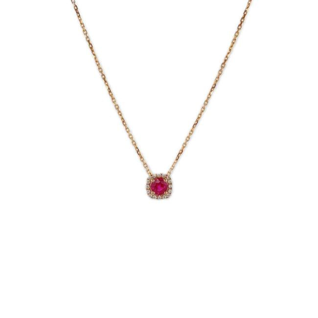 GIROCOLLO CRIVELLI IN ORO ROSA CON DIAMANTI E RUBINO