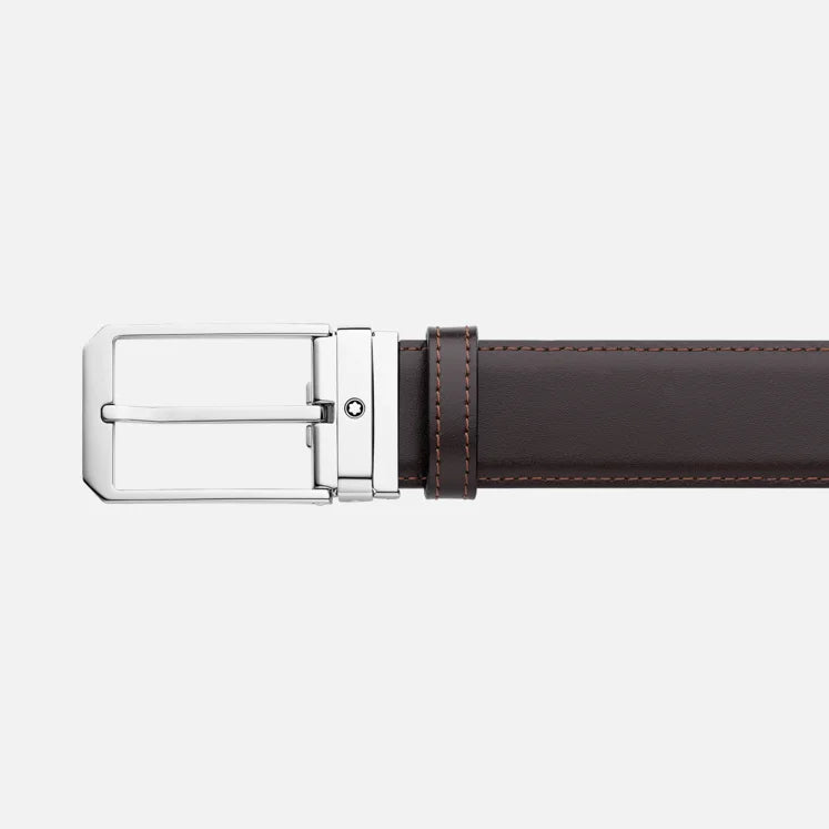 CINTURA REVERSIBILE IN PELLE NERA/MARRONE 35 MM