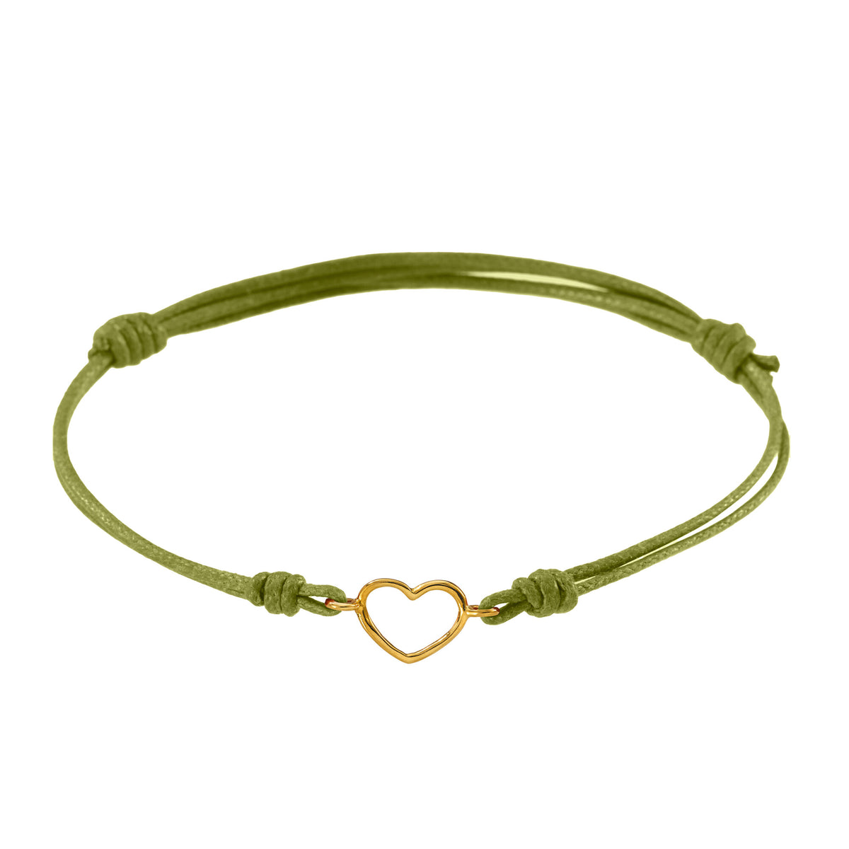 Bracciale cordino con cuore piccolo a filo