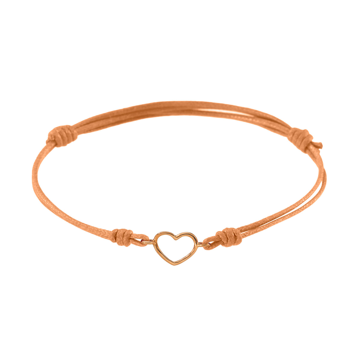 Bracciale cordino con cuore piccolo a filo