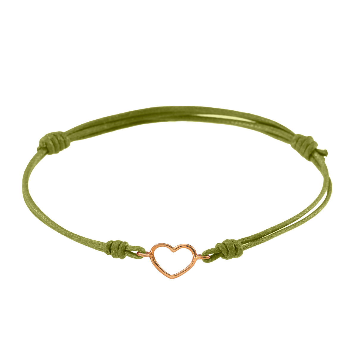 Bracciale cordino con cuore piccolo a filo