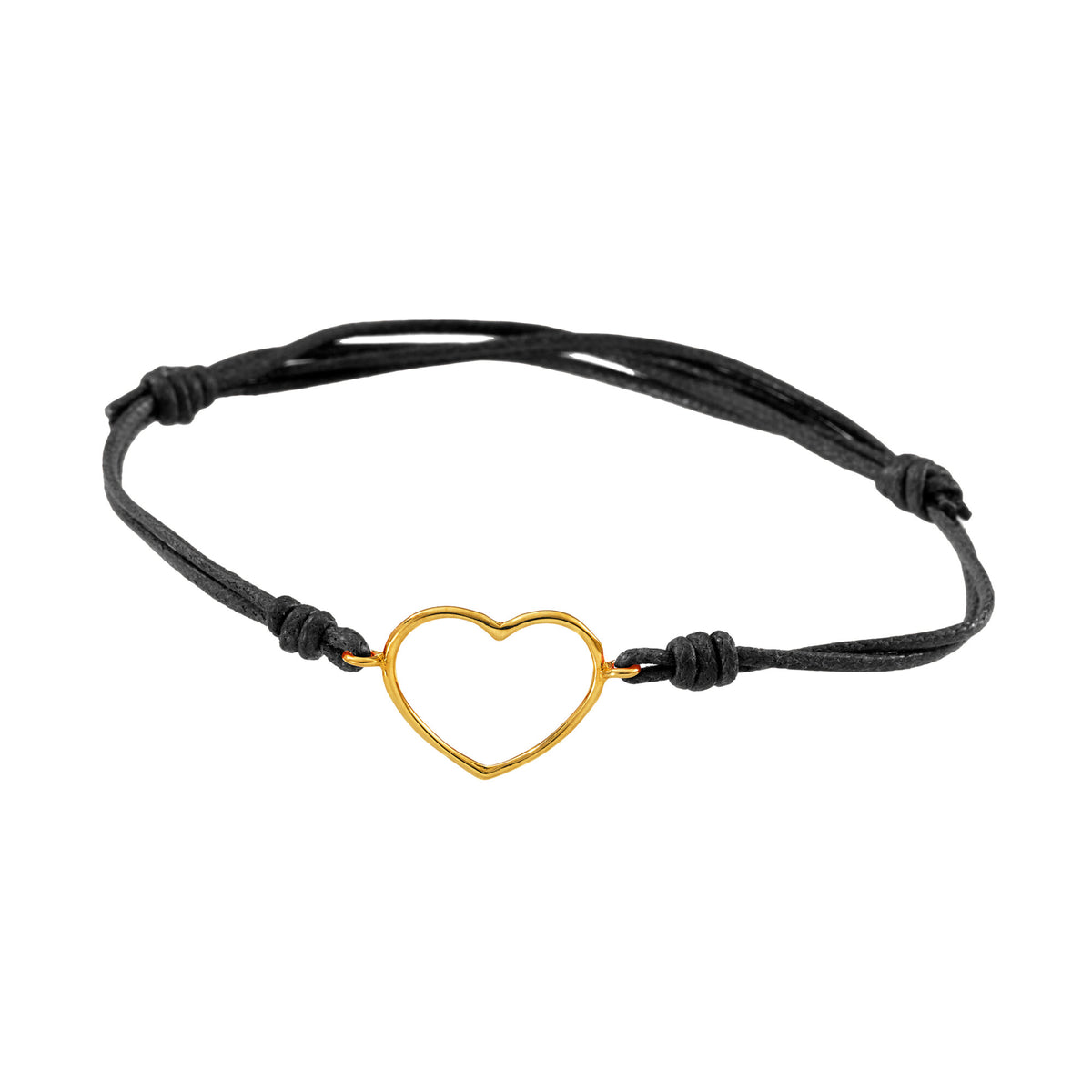 Bracciale cordino con cuore medio a filo