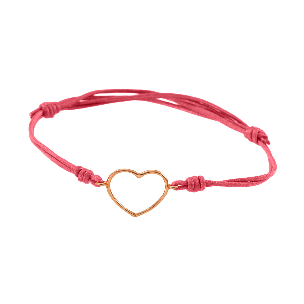 Bracciale cordino con cuore medio a filo
