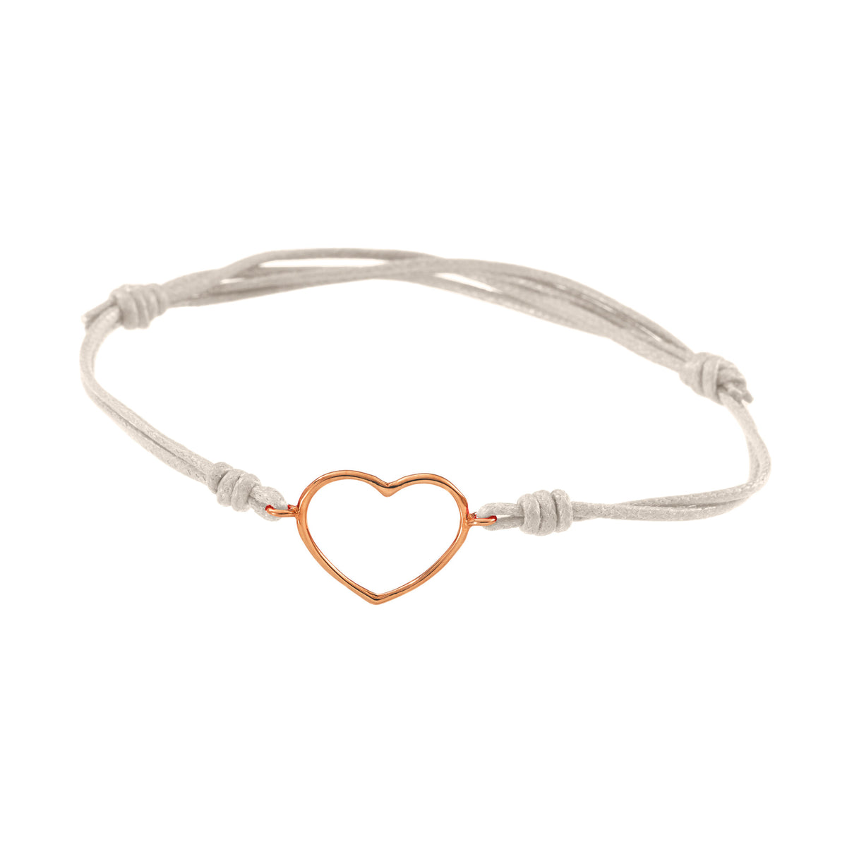 Bracciale cordino con cuore medio a filo