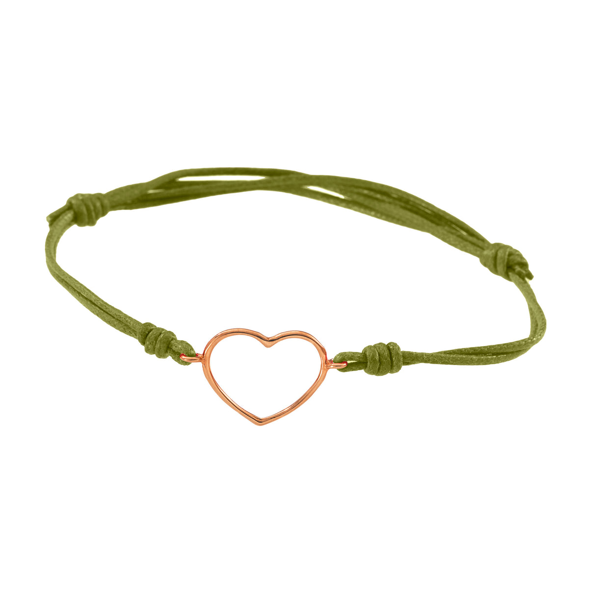 Bracciale cordino con cuore medio a filo